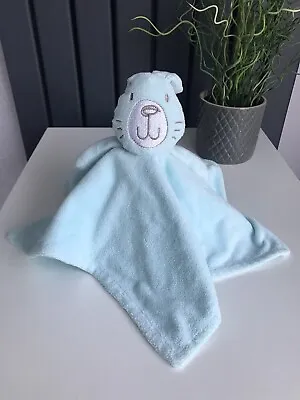 Matalan Blue Bunny Rabbit Baby Comforter Blanket Soother With Striped Ears • £17