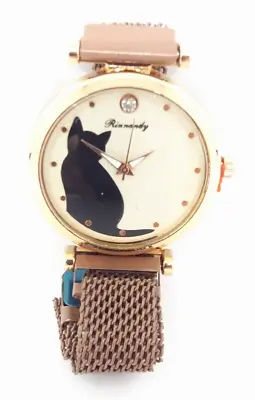 Cat Watch Animal Figures Brown Metal Magnetic Clasp Wrist Strap UK • £19.93