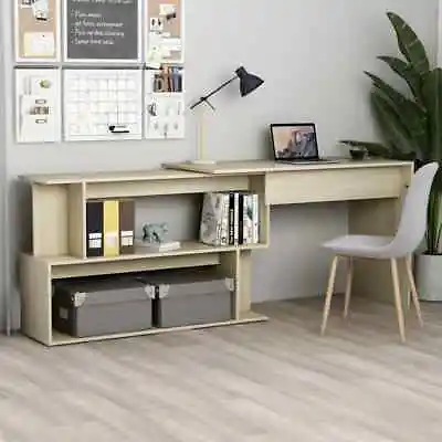 Modern Wooden Home Office Corner Computer Desk Laptop Table With Storage Shelves • £103.99