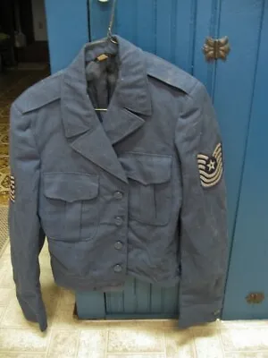 Vintage Coat US Navy Military Wool Cropped Jacket 36 XL & Flight Cap Hat 7 1/8  • $28