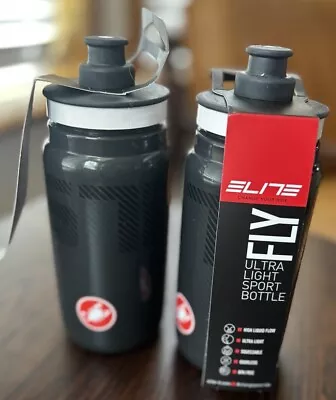 Castelli FLY Water Bottle By Elite BPA Free : 550ml ANTHRACITE : Set Of 2 • $12.75