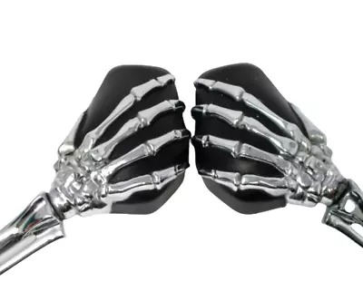 V-Twin's Skeleton Chrome/black 3  X 5  Skeleton Hand Motorcycle Mirror Set • $95