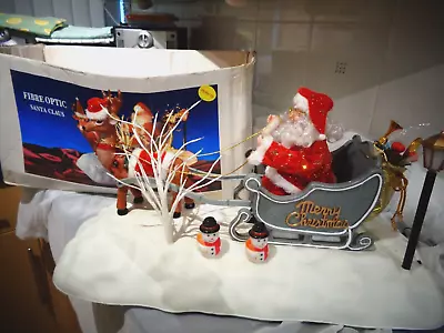 £85 • Buy Vintage, Fibre Optic, Musical, Animated Santa With Reindeer Christmas Decoration