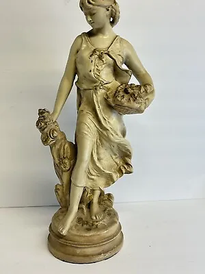 Rare Vintage Marwal Inc. Chalkware Classical Greek Statue Woman With Flowers • $99.90