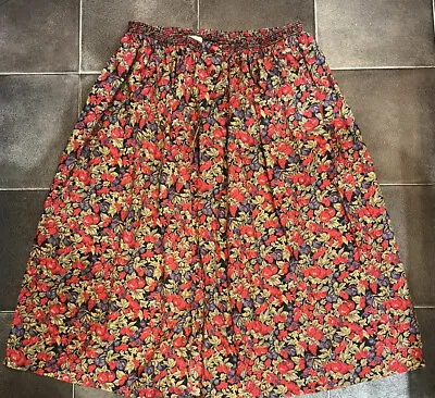 Liberty Plus Floral Berries Print Knee Length 100% Cotton Elastic Waist Skirt • £29.99