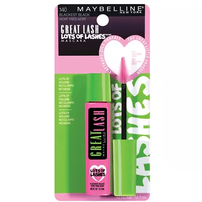 Maybelline New York Great Lash Lots Of Lashes Mascara. Blackest Black. 0.43 Oz • $8.99