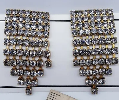 Vintage Cascading Dangle Clear Rhinestone Shoe Clips Victorian Charm Set • $41.66