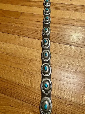 Vintage Concho Belt Native American Indian Navajo Old Pawn Silver & Turquoise • $1175