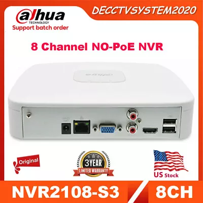 Dahua Original 12MP 8Channel NVR2108-S3 H.265+ 8CH Network Video Recorder NO-PoE • $85.73