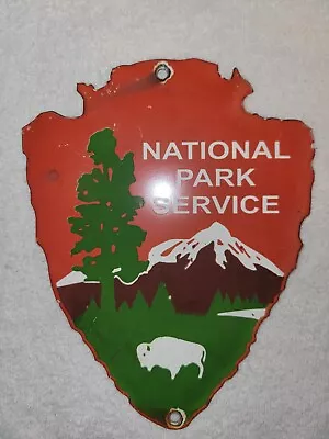 Vintage National Park Service Porcelain Sign Camping Fishing Hunting Forest Nice • $41