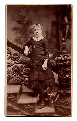 ANTIQUE CDV CIRCA 1880s ELLINWOOD LITTLE GIRL IN DRESS MANCHESTER NEW HAMPSHIRE • $9.99