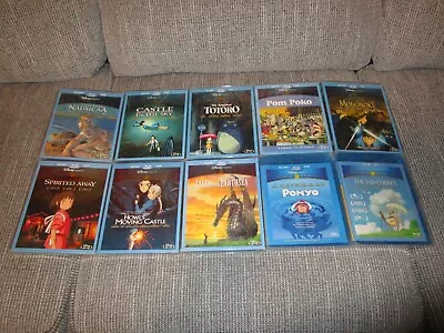 Disney Studio Ghibli Blu-Ray + DVD LOT 10 Films Mononoke Spirited Away OOP • $100