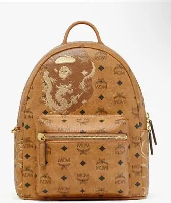 2024 Bape MCM Bathing Ape Leather Backpack Beige New Year Of The Dragon • $2159.45