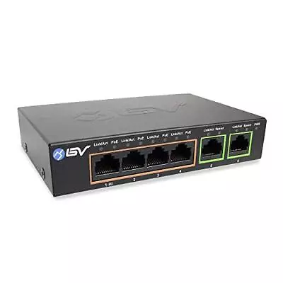 BV-Tech 6 Port PoE+ Gigabit Switch 4 PoE+ Gigabit Ports With 2 Gigabit Uplink... • $56.36