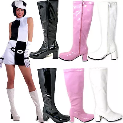 New Women's Fancy Dress Sexy Go Go Knee High Boots Cool 60's 70s Party Sizes 3-8 • £6.25