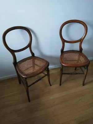 $850 • Buy Caned Balloon Back Café Chairs A Vintage Pair