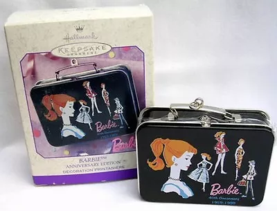 (6  )barbie Anniversary  Pressed Steel Lunch Box Hallmark Keepsake Ornament Nrfb • $55