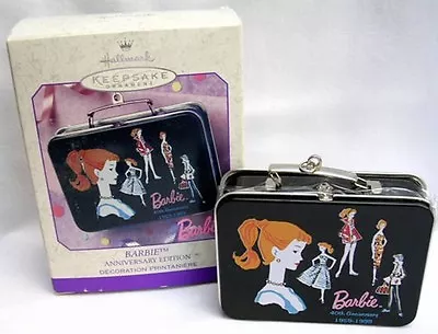 Barbie Anniversary Ed Pressed Steel Lunch Box Hallmark Keepsake Ornament Nrfb • $10