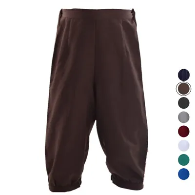 Medieval Short Riding Pants For Men Halloween Costume Cropped Trousers Breeches • £15.59