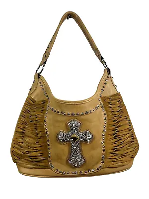 MONTANA WEST Faux Leather And Genuine Suede Western Bling Shoulder Bag • $29.95