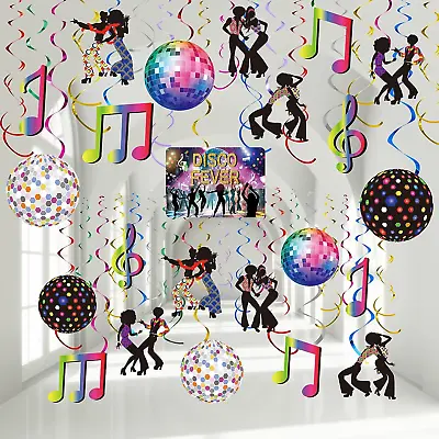 53 Pieces Disco Party Decorations Shining Disco Ball Sign 70s Party Hanging For • £14.95