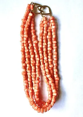 $49.99 • Buy KJL By Kenneth Jay Lane 4-Row Faceted Bead Necklace SIGNED Pink Mid Century Mod