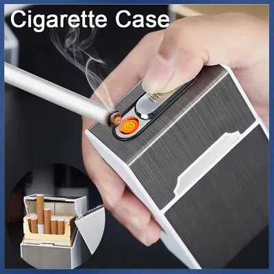 £10.92 • Buy Metal Cigarette Case Aluminum Tobacco Holder Storage Container Box With Lighter