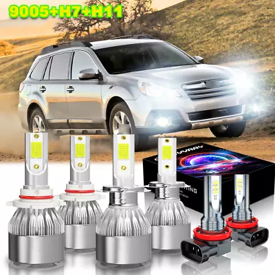 For Subaru Outback 2010-2014 6x LED Headlight Fog Light Bulbs Combo Kit 6000K • $29.99