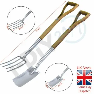Stainless Steel Digging Spade/Fork With Ash Handle Garden Soil Wood Handle • £24.99