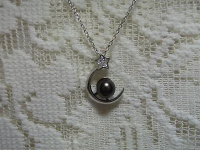 $39.99 • Buy  Akoya Seawater Peacock Black Pearl Necklace Sterling Silver