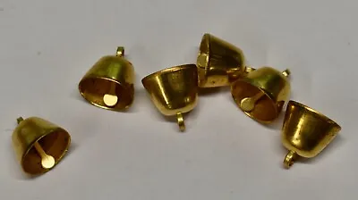VINTAGE 6 SMALL BRASS METAL BELL BELLS * No Sound * • 1/2 Inch Tall • $3.99