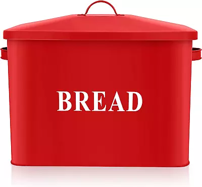 Red Bread Box For Kitchen Countertop Metal Bread Bin Holder For Farmhouse Decor • $38.84