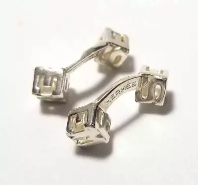 Authentic HERMES Cufflinks SV925 Logo Cube Silver AG925 • $516.35