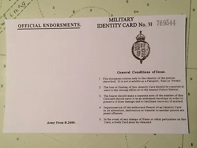 £5 • Buy Reproduction Home Guard / Army Officer’s AF B2606 Identity Card
