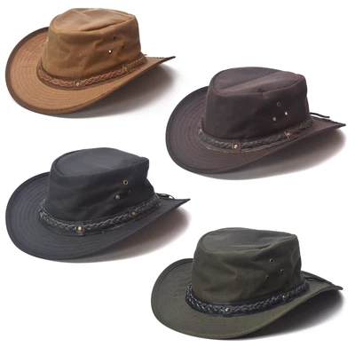 £21.99 • Buy Oil Skin Wax Waxed Cotton Aussie Cowboy Australian Style Bush Hat Olive Brown 