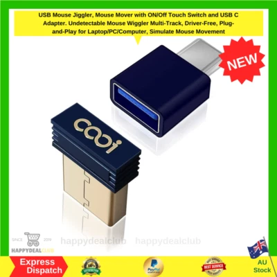 $20.99 • Buy Cooidea USB Mouse Jiggler & Mouse Mover 100% Undetectable With Type-C Adapter AU
