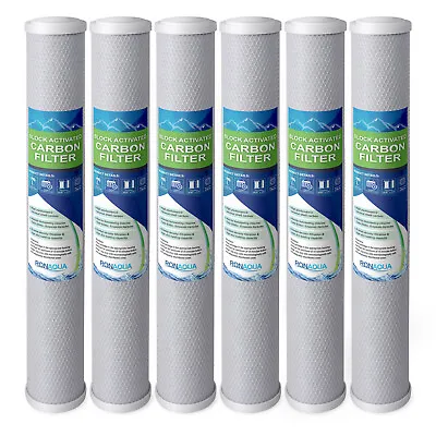 20  X 2.5  Block Carbon Water Filter 5 Micron Whole House Cartridges Set Of 6 • $59.99