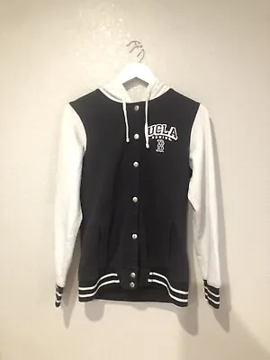 (L) Champion Women’s UCLA Varsity Button Up Sports Athletic Jacket Black & White • £14.46