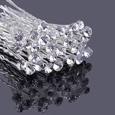 20pcs Crystal Diamante 8mm Bridal Hair Pins Clips Accessories Hairpins Wedding • $9.99