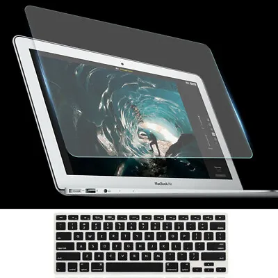 Tempered Glass Screen Cover+Keyboard Skin For MacBook Air 13 A1466 A1932 A2179 • $5.99