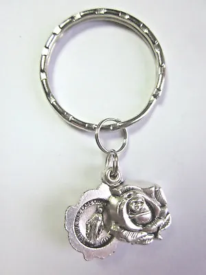 Miraculous Medal Locket Style Rose Slide Key Ring Gift Box & Prayer Card • $13.95