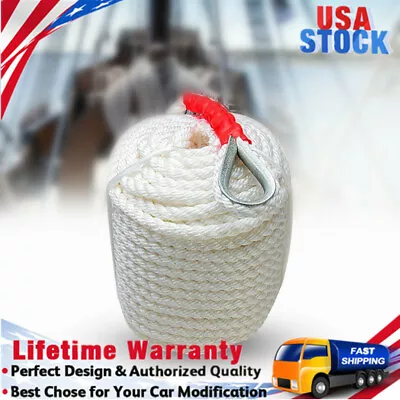 3/4 X150' Twisted Three Strand Nylon Anchor Rope Marine Boat Dock Line W/Thimble • $66.92