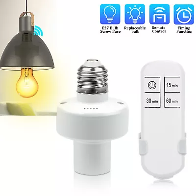 Wireless Remote Control Light Lamp E27 Screw Bulb Base Holder Cap Socket Switch • $9.98