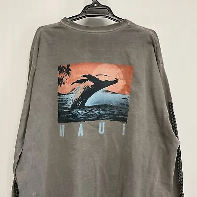 Maui Crazy Shirts Whale Print Long Sleeve Shirt Pullover Relaxed Size XL Vintage • $44