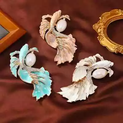 Medieval Vintage French Luxury Pearl Big Carp Goldfish Brooch Pin Accessories • $7.29