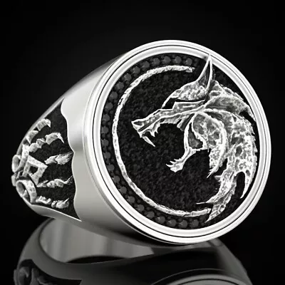 Men's Viking Wolf Head Ring Silver Plated Gothic Biker Punk Band Rings Jewelry • $2.70