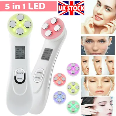 5IN1 LED Light Photon Face Skin Tightening Lifting Device Facial Beauty Machine • £16.45