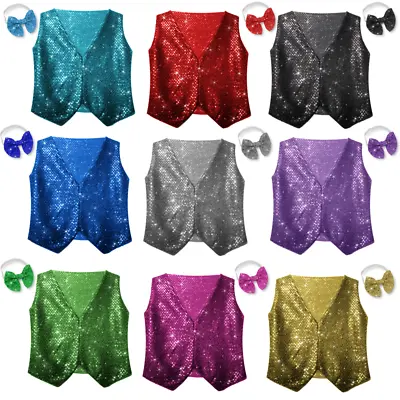 SEQUIN Sparkle WAISTCOAT Dance Party Show Costumes Boys/Girls Dance Wear • £3.99