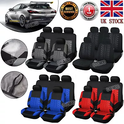 9pcs Full Set Front Rear Fabric Car Seat Covers Protectors Universal Washable Uk • £17.99