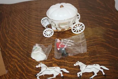 Vintage Cinderella Cake Topper Decoration Prince Horses Carriage Complete Set  • $13.69